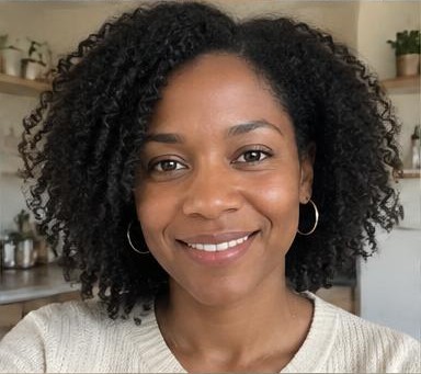 AI-generated portrait of fictional reviewer Aisha B.