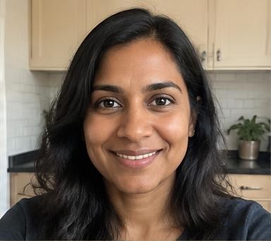 AI-generated portrait of fictional reviewer Priya S.