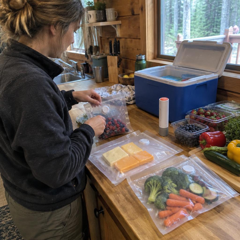 AI-generated kitchen scene: FreshyVac Handheld Sealer storage routine